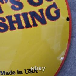 Vintage Convex Rapala 1969 Fish Us Gasoline Oil Gas Pump Enamel Porcelain Sign