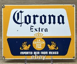 Vintage Corona Extra Beer Porcelain Sign Oil Gas Station Coors Budweiser Cerveza
