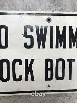 Vintage County Park No Swimming Rock Bottom Wooden Sign Man Cave Fast Ship