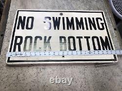 Vintage County Park No Swimming Rock Bottom Wooden Sign Man Cave Fast Ship