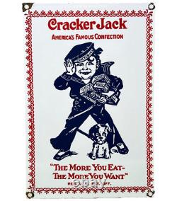 Vintage Cracker Jack Porcelain Sign Carmel Corn Gas Station Oil Movie Theater