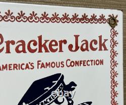 Vintage Cracker Jack Porcelain Sign Carmel Corn Gas Station Oil Movie Theater