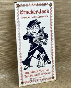 Vintage Cracker Jack Porcelain Sign Carmel Corn Gas Station Oil Movie Theater