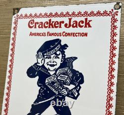 Vintage Cracker Jack Porcelain Sign Carmel Corn Gas Station Oil Movie Theater