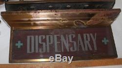 Vintage DISPENSARY Rustic Double Sided Illuminated Wall Hanging Sign RARE