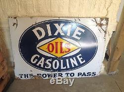 Vintage DIXIE OILS gasoline PORCELAIN Gas Oil Station sign Rare UNIqUE original