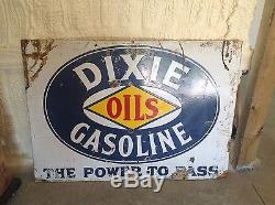 Vintage DIXIE OILS gasoline PORCELAIN Gas Oil Station sign Rare UNIqUE original