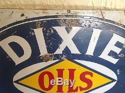 Vintage DIXIE OILS gasoline PORCELAIN Gas Oil Station sign Rare UNIqUE original