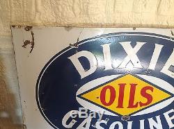 Vintage DIXIE OILS gasoline PORCELAIN Gas Oil Station sign Rare UNIqUE original