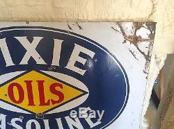 Vintage DIXIE OILS gasoline PORCELAIN Gas Oil Station sign Rare UNIqUE original