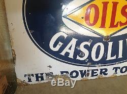 Vintage DIXIE OILS gasoline PORCELAIN Gas Oil Station sign Rare UNIqUE original