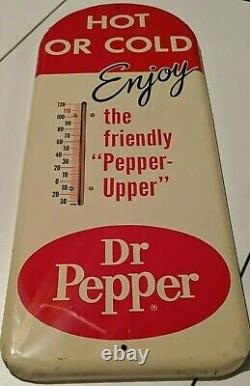 Vintage DR PEPPER Hot or Cold Metal THERMOMETER SIGN NOS Nice