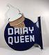 Vintage Dairy Queen Ice Cream Cone 20 X 15 Metal Double Sided Dq Flange Sign