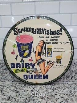 Vintage Dairy Queen Porcelain Sign Ice Cream Oil Gas Station Service Diner Food