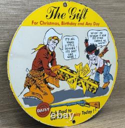 Vintage Daisy Bb Gun Porcelain Sign Dealership Air Rifle Gas Motor Oil Pistol