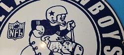 Vintage Dallas Cowboys Porcelain NFL Stadium Field Football Sports Gas Pump Sign