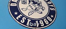 Vintage Dallas Cowboys Porcelain NFL Stadium Field Football Sports Gas Pump Sign