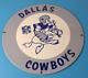 Vintage Dallas Cowboys Porcelain Sign Football Nfl Gas Pump Service Sign