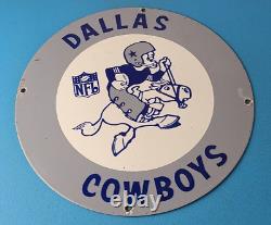 Vintage Dallas Cowboys Porcelain Sign Football NFL Gas Pump Service Sign