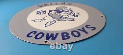 Vintage Dallas Cowboys Porcelain Sign Football NFL Gas Pump Service Sign