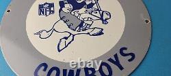Vintage Dallas Cowboys Porcelain Sign Football NFL Gas Pump Service Sign