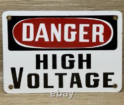 Vintage Danger High Voltage Porcelain Sign Electrical Gas Station Rail Road