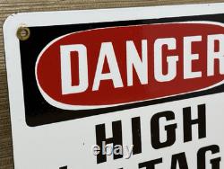 Vintage Danger High Voltage Porcelain Sign Electrical Gas Station Rail Road