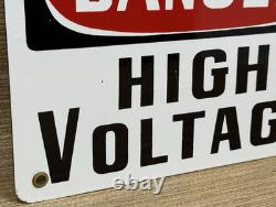 Vintage Danger High Voltage Porcelain Sign Electrical Gas Station Rail Road