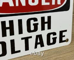 Vintage Danger High Voltage Porcelain Sign Electrical Gas Station Rail Road