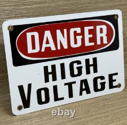 Vintage Danger High Voltage Porcelain Sign Electrical Gas Station Rail Road
