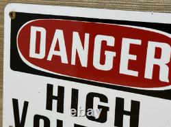Vintage Danger High Voltage Porcelain Sign Electrical Gas Station Rail Road