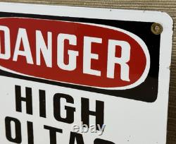 Vintage Danger High Voltage Porcelain Sign Electrical Gas Station Rail Road