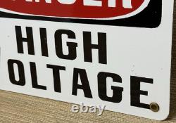 Vintage Danger High Voltage Porcelain Sign Electrical Gas Station Rail Road