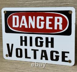 Vintage Danger High Voltage Porcelain Sign Electrical Gas Station Rail Road
