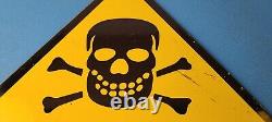Vintage Danger Sign Skull Crossbones Warning Caution Gas Pump Service Sign