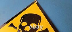 Vintage Danger Sign Skull Crossbones Warning Caution Gas Pump Service Sign