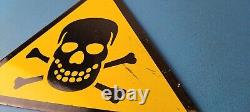 Vintage Danger Sign Skull Crossbones Warning Caution Gas Pump Service Sign