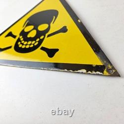 Vintage Danger Sign Skull Crossbones Warning Caution Gas Pump Service Sign