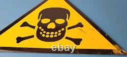 Vintage Danger Sign Skull Crossbones Warning Caution Gas Pump Service Sign