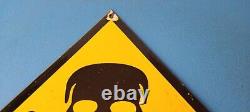 Vintage Danger Sign Skull Crossbones Warning Caution Gas Pump Service Sign