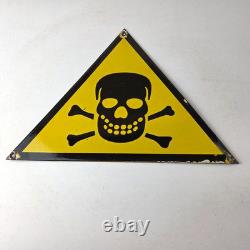 Vintage Danger Sign Skull Crossbones Warning Caution Gas Pump Service Sign