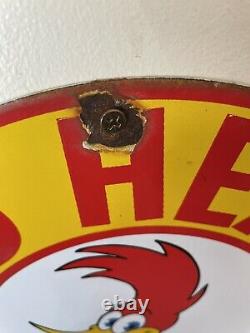 Vintage Dated 1948 Red Head Gasoline & Oil Porcelain Gas Station Sign Woody