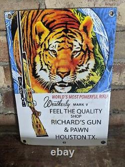 Vintage Dated 1963 Richard's Pawn & Gun Porcelain Sign 12 X 8