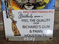 Vintage Dated 1963 Richard's Pawn & Gun Porcelain Sign 12 X 8