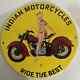 Vintage Dated 1972 Porcelain Indian Motorcycles Gas And Oil Pin Up Sign