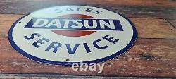 Vintage Datsun Porcelain Nissan Automobile Service Dealership Gas Pump Sign