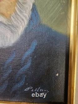 Vintage David Pelbam Signed Sea Captain Framed Oil Painting Canvas Nautical Art