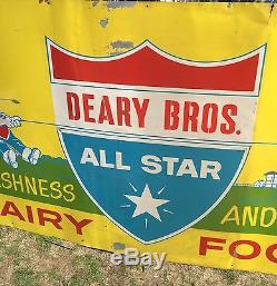 Vintage Deary Bros ALL STAR DAIRY Milk Large 88X 48 Billboard Sign LOOK