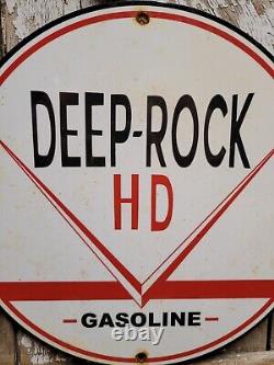 Vintage Deep Rock Hd Porcelain Sign Automobile Gasoline Station Service Pump 12