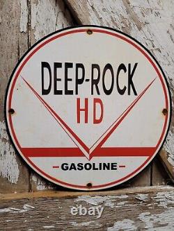 Vintage Deep Rock Hd Porcelain Sign Automobile Gasoline Station Service Pump 12